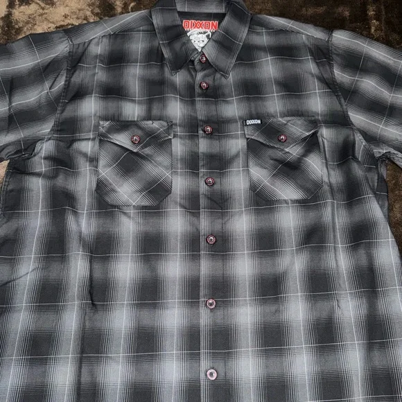 DIXXON The Villain Men's Bamboo Black & Gray Plaid Button Down Shirt - Picture 1 of 4